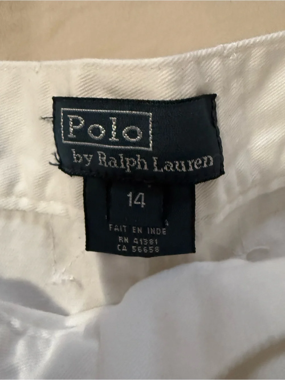 Ralph Lauren White Boys Polo Chino Shorts size 14